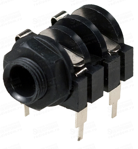 Разъем аудио 6.35мм "гн" моно пластик на корпус с гайкой (паук)