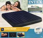 Надувной матрас полуторный Intex 64758 (137х191х25 см), Кровать надувная велюровая 1.5 спальная для сна и палатки