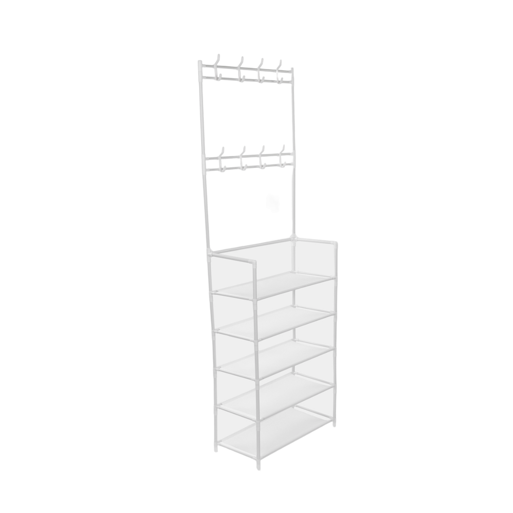 Напольная вешалка для обуви и одежды с полками и крючками 2в1 "New simple floor Clothes Rack" 4яруса- 60х28х158 / 5ярусов- 60х28х175см
