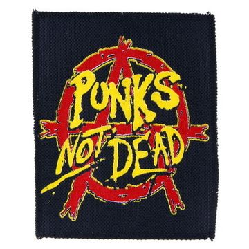 Нашивка Punks Not Dead желтая надпись на лого (95х115)