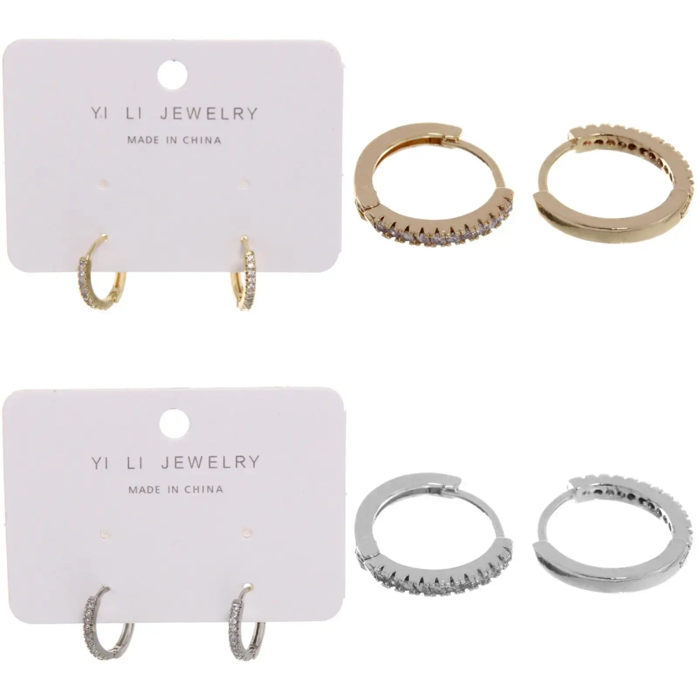 Серьги из гиппоалергенного металла со стразами «ПАЛУМНА», кольца, цвет золото и серебро, 1,2-dсм