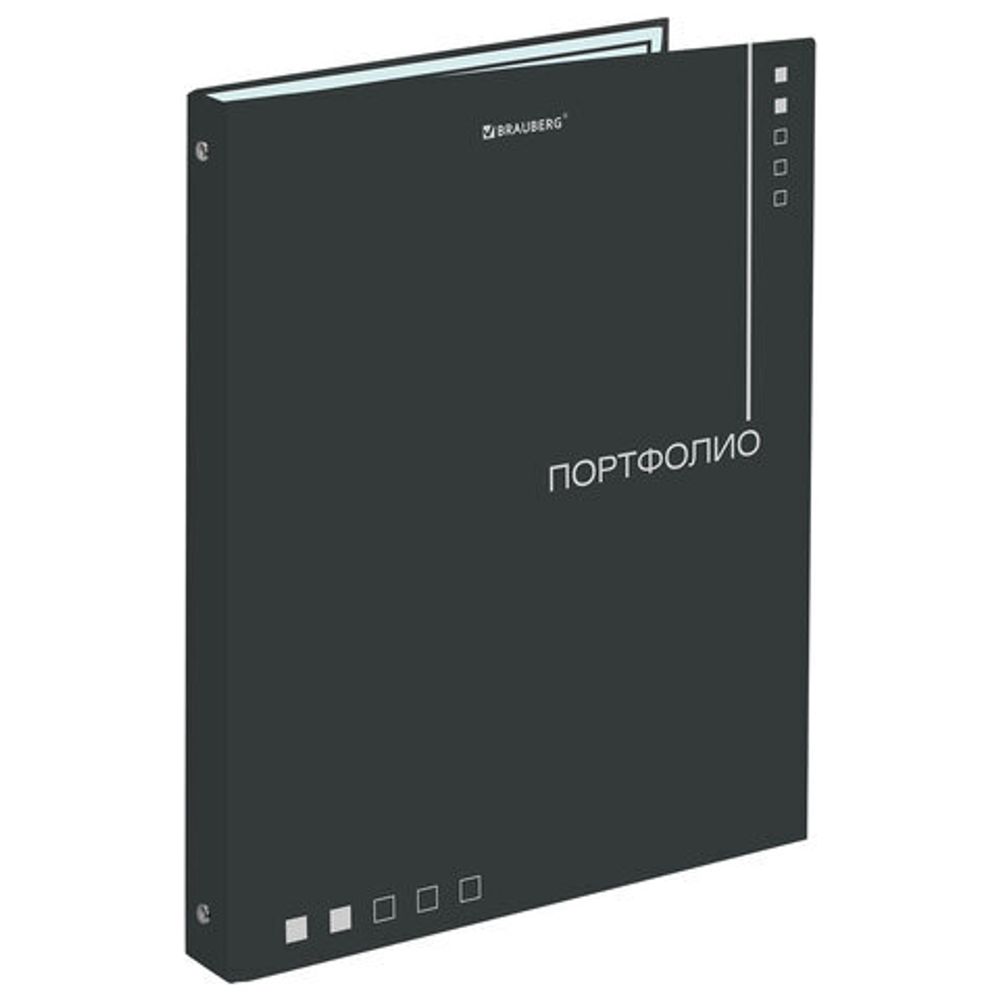 Папка-портфолио универсальная, 4 кольца, 20 файлов, 7БЦ матовая, BRAUBERG "Minimalism", 117553