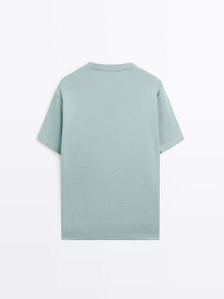 Massimo Dutti Футболка из 100% хлопка, пастельно-голубой