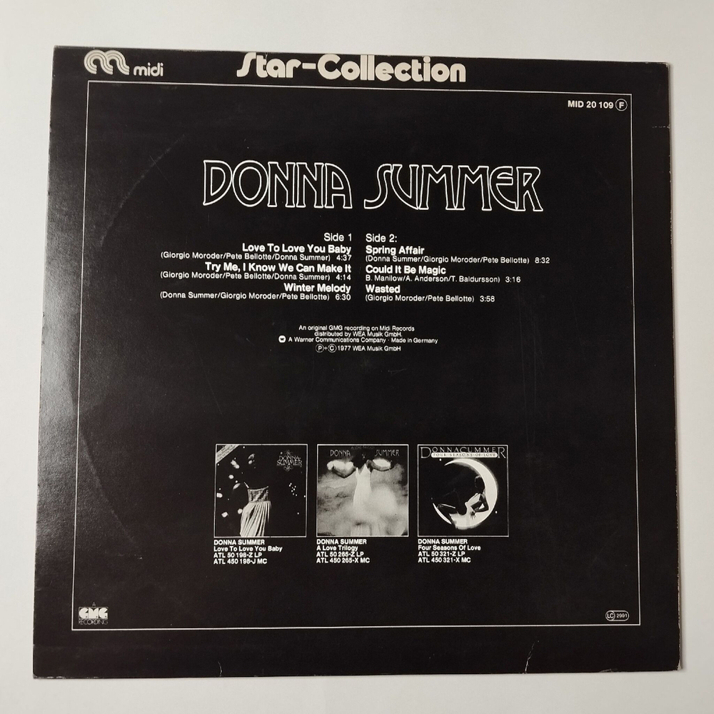 Винтажная виниловая пластинка LP Donna Summer Star Collection (Germany 1977)