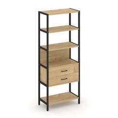 Shelf System Односекционный стеллаж пятиярусный с ящиками SN.STM-512 Тиквуд Светлый/Металл Черный 81