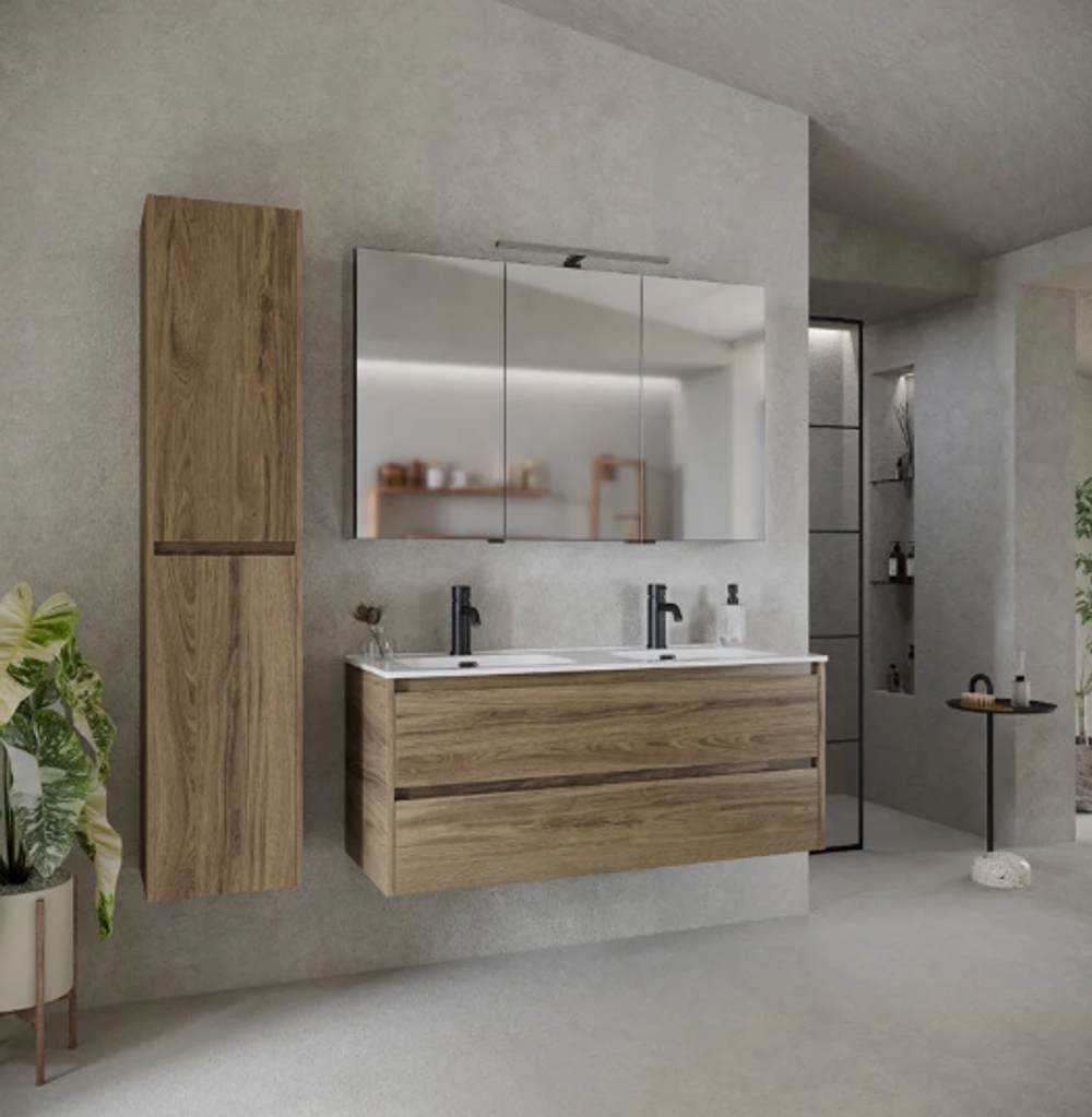 Тумба подвесная SANCOS Libra 1190х450х500, c двумя ящиками оснащенными доводчиками, дуб чарльстон, арт. LB120-2ECH