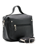 Стильная женская маленькая чёрная прямоугольная сумочка из искусственной кожи 22х18х9 см COSCET М-СД-68