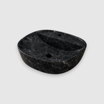 Раковина накладная овальная, с полочкой для смесителя 405x405x120 мм SPIN 40 CG.23598 мрамор черный