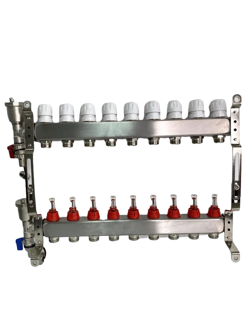 Коллекторная группа с расходомерами  Grema 1*3/4  9 вых. (НЕРЖ)
