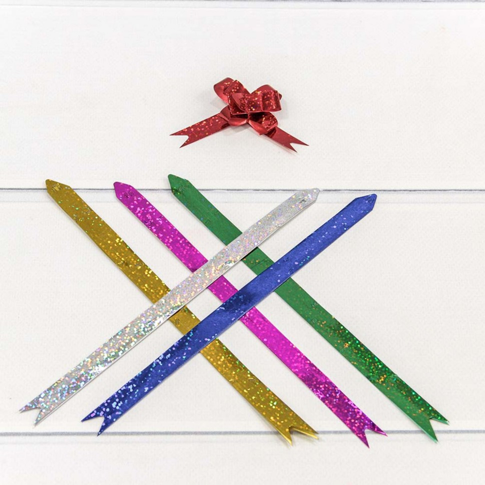 Бант Бабочка 1,2 х 21см Набор 6 шт голография (Микс)