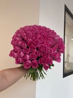 Букет из розовой розы (40см) 101 шт под ленту