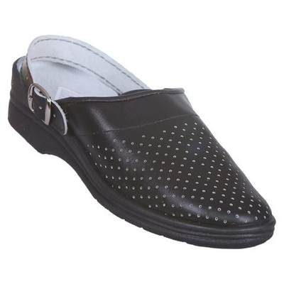 Сабо женские чёрны кожаные