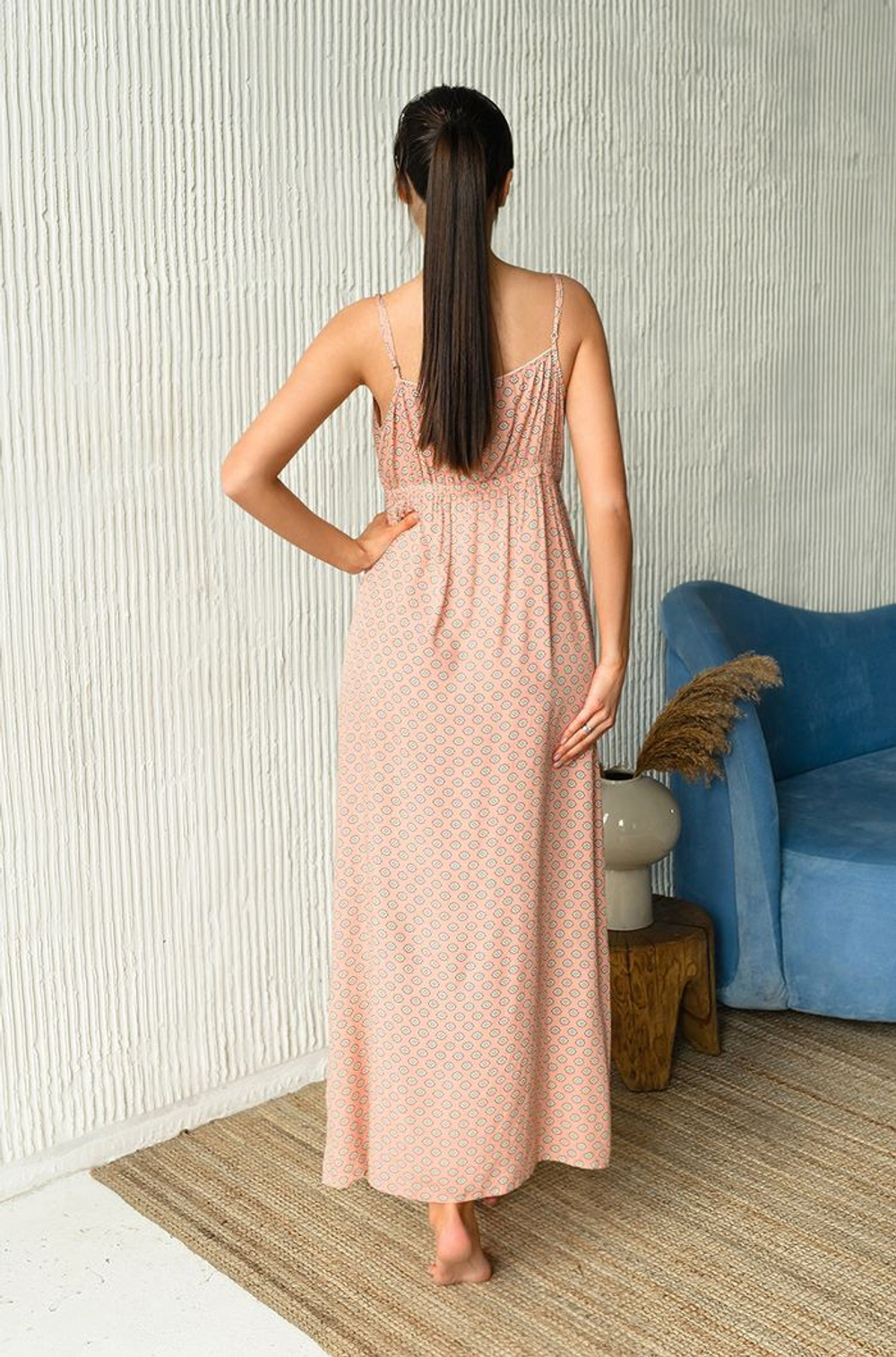 Длинное платье прямого силуэта Aleksa (Размер: XL) (Цвет: разноцветный)