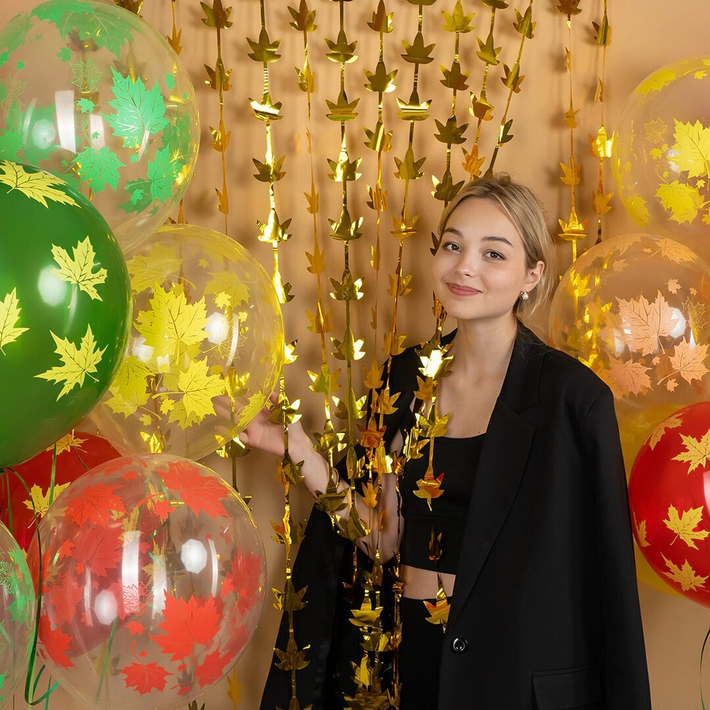 Занавес Листья, Золото, Металлик, 100*200 см, 1 шт