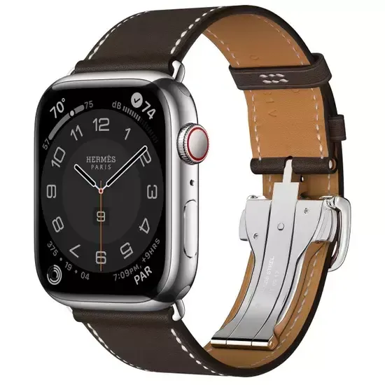 Apple Watch Hermès 45mm Silver Stainless Steel Case with Single Tour Deployment Buckle Ébène