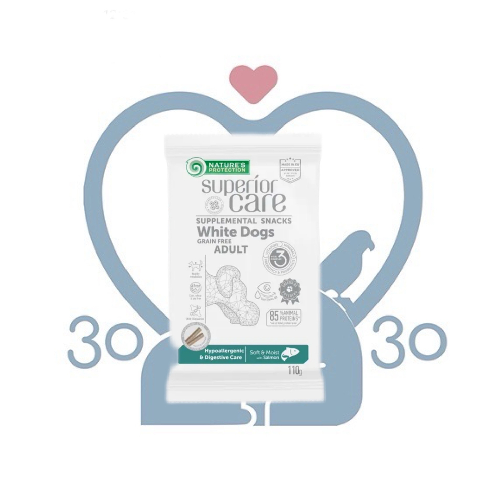 Беззерновые лакомства NP Superior Care White Dogs Hypoallergenic с лососем для собак всех пород,110г