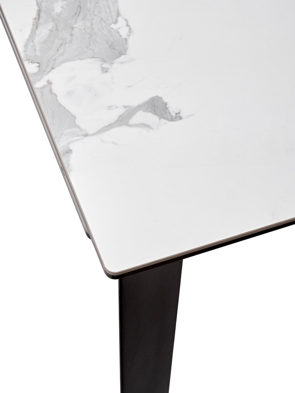 Стол CREMONA 140 HIGH GLOSS STATUARIO Белый мрамор глянцевый, керамика/ черный каркас, ®DISAUR