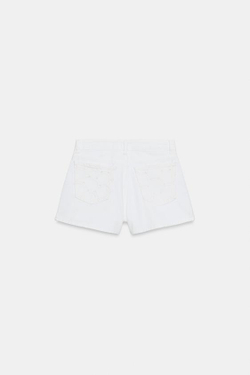 ZARA ШОРТЫ Z1975 СО СРЕДНЕЙ ПОСАДКОЙ И ПЕРФОРИРОВАННОЙ ВЫШИВКОЙ, ЦВЕТ ВЫБЕЛЕННОГО ЛЬНА