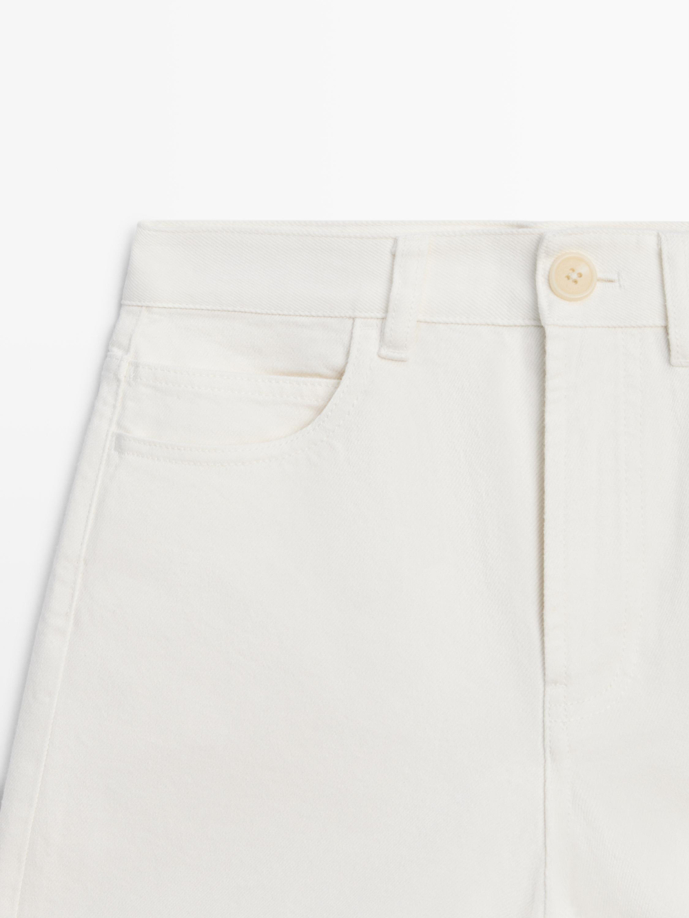 Massimo Dutti Джинсовые шорты со средней посадкой, экрю