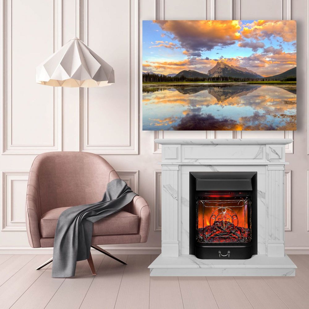 Электрокамин RealFlame Rodos WT цвет мрамор белый с очагом Majestic Lux Black RC