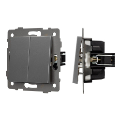 Механизм выключателя двухклавишный самовозвратный SWT-MKR2-PL-GR-V (250V, 10A) (Arlight, -) 049885