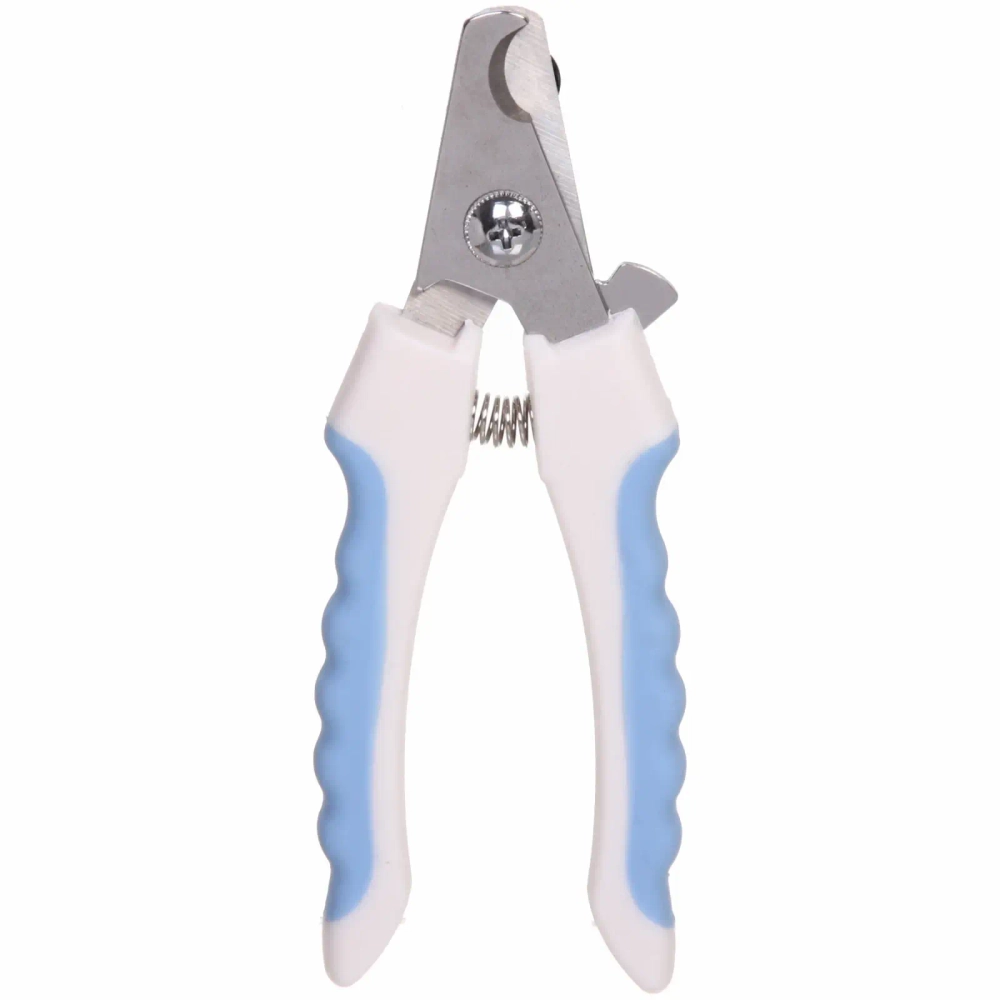 Когтерез для животных «ЗООУЛЬТРА», пружинный механизм, ручки прорезиненные - волна, цвет белый / голубой, 16см