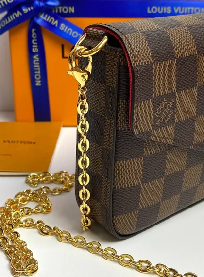 Клатч Louis Vuitton Felicie канва Damier Ebene коричневый