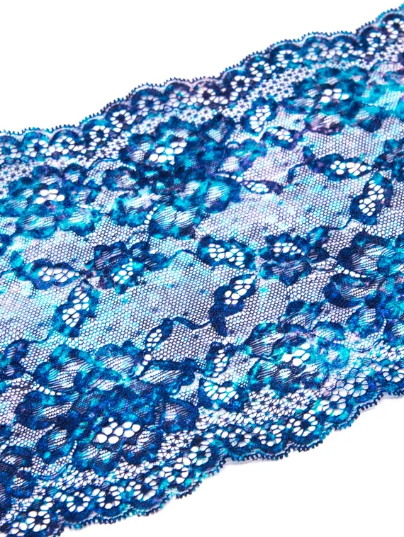 03-198 Кружево эластичное 18 см, морской бриз, синий/голубой