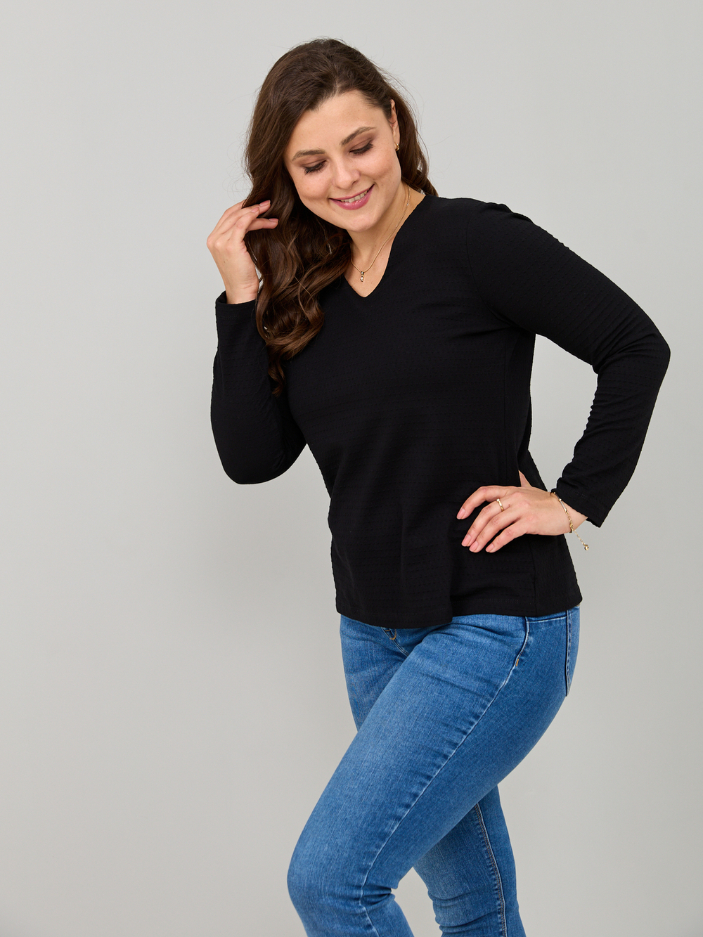 Лонгслив ЛНкл-080/черный-пунктир