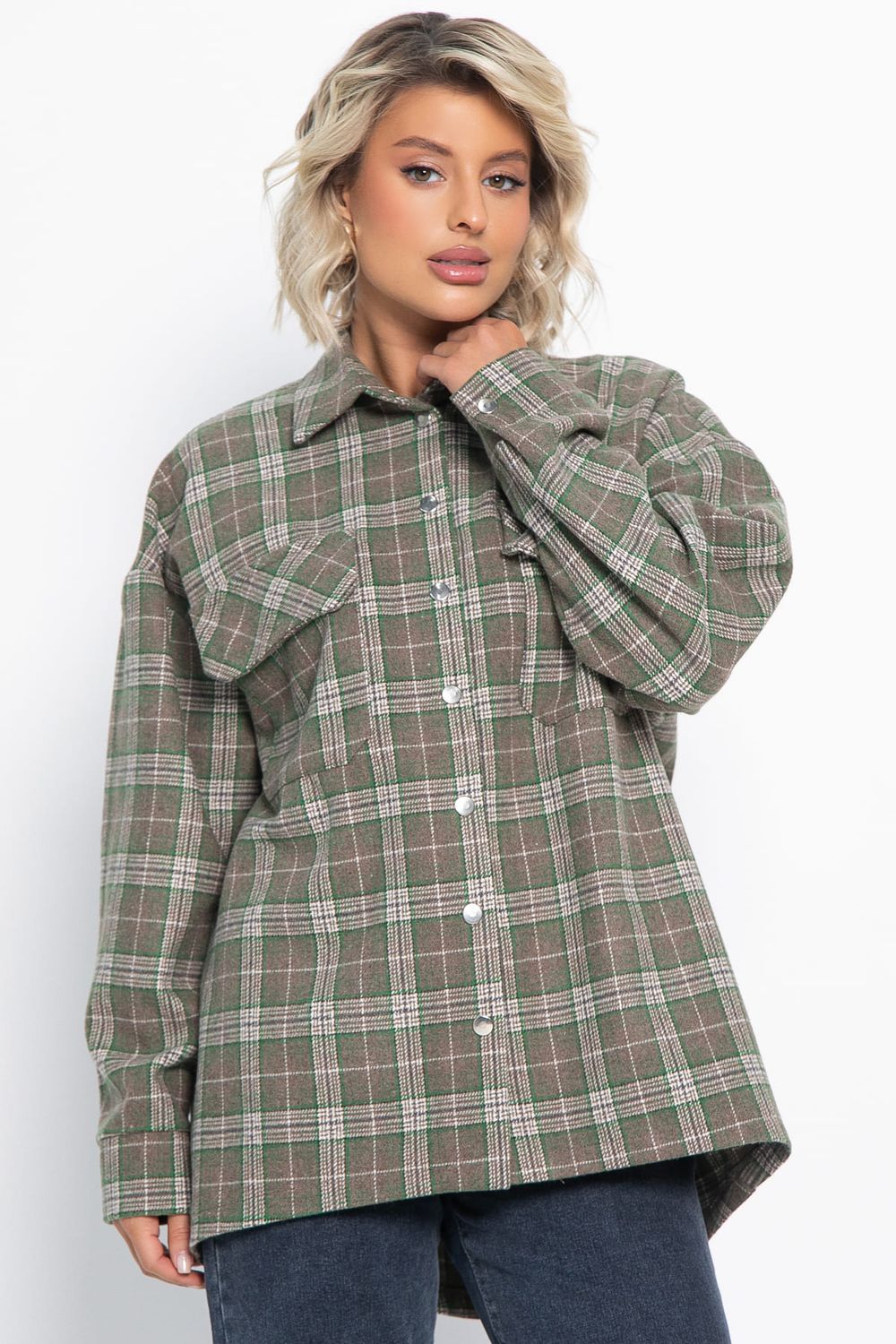 Пальто-рубашка Хармони (зелено-коричневая) Б15040-5М LT Collection