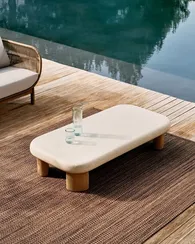 Журнальный столик Labra из цемента и акации 140 x 70 см