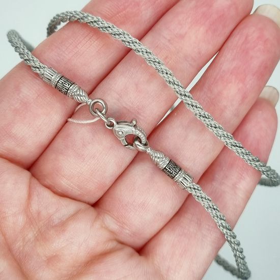 19001151 Текстильный шнурок серебристый, 2 мм