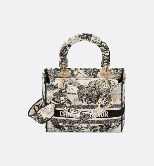 Сумка Dior Lady D-lite, модель среднего формата кремовый