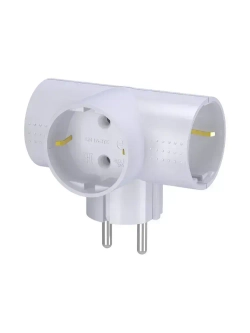 Разветвитель тройник для розетки ФОТОН, Т-образный 16А с заземлением