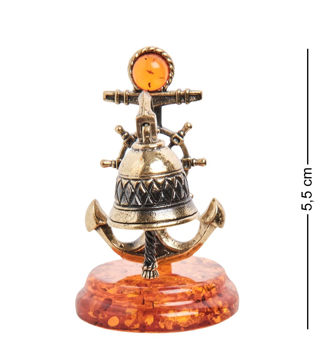 Народные промыслы AM-1845 Фигурка «Рында с якорем» (латунь, янтарь)