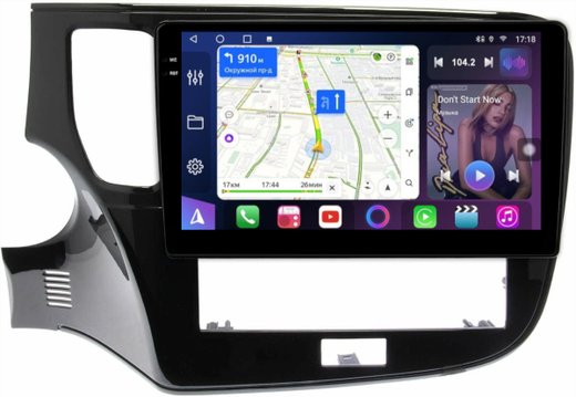 Магнитола Mitsubishi Outlander 3 2019-2022 (прямоугольный климат) - FarCar 2005M монитор 10.36" QLED на Android 14, TS18, CarPlay, 4G SIM-слот