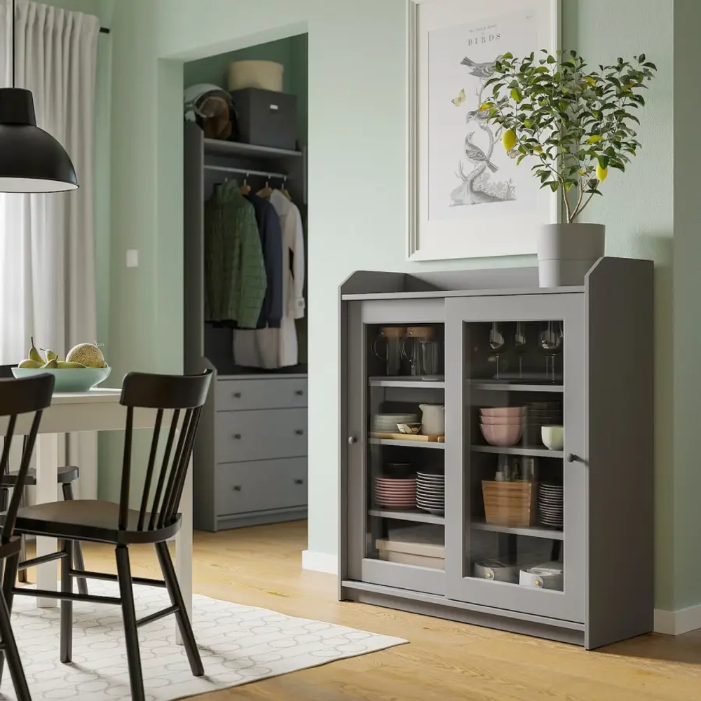 Шкаф - HAUGA IKEA/ ХАУГА ИКЕА, 105x116х36 см, темно-серый