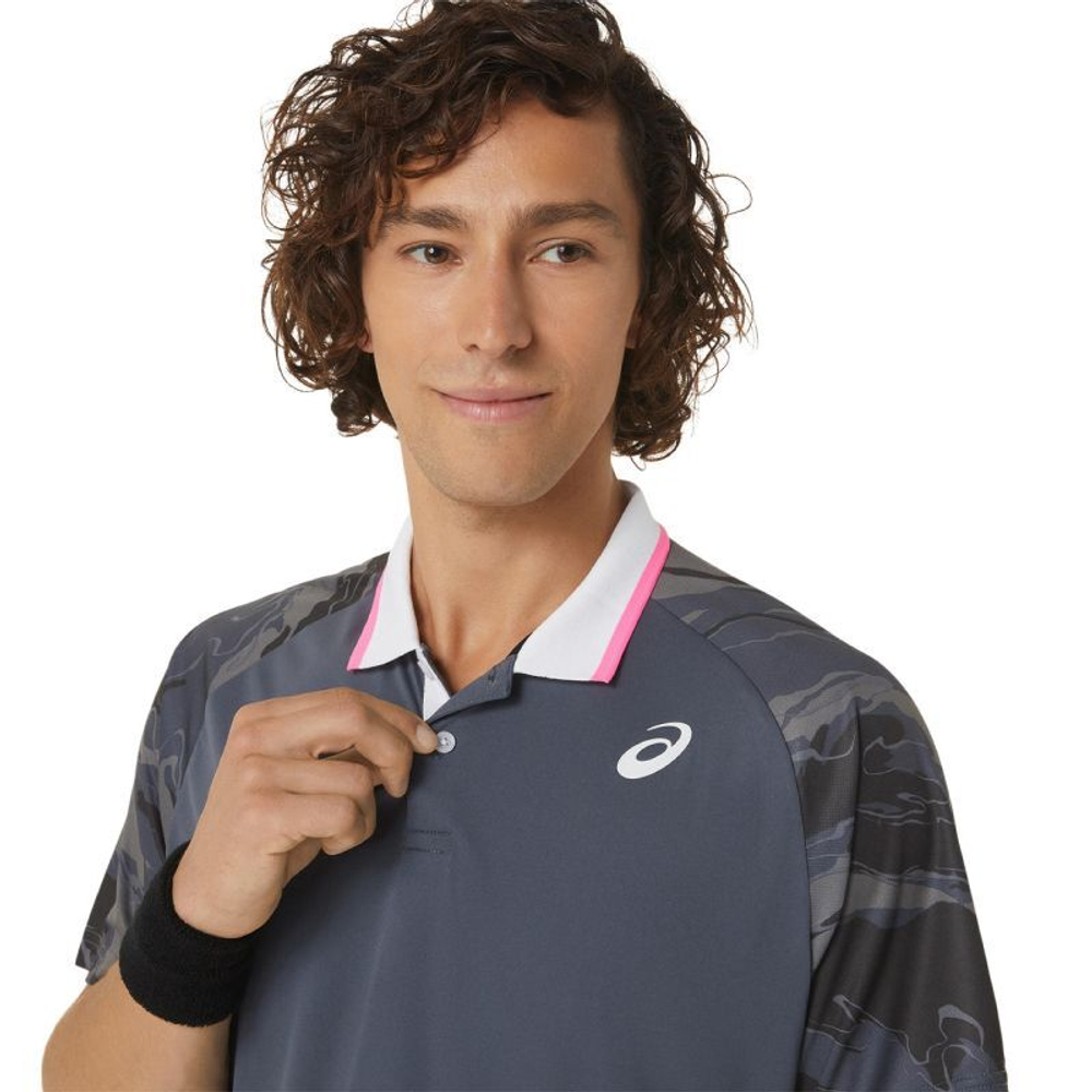 Мужское теннисное поло Asics Court Graphic Polo-Shirt - серый