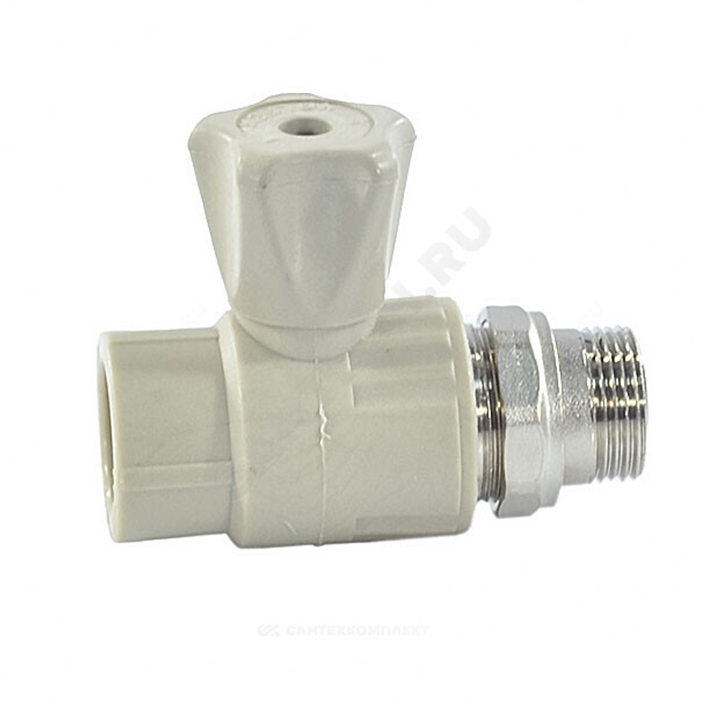 Кран шаровой PP-R серый Дн 25х3/4" НР прямой для радиатора VALFEX 10149025Г