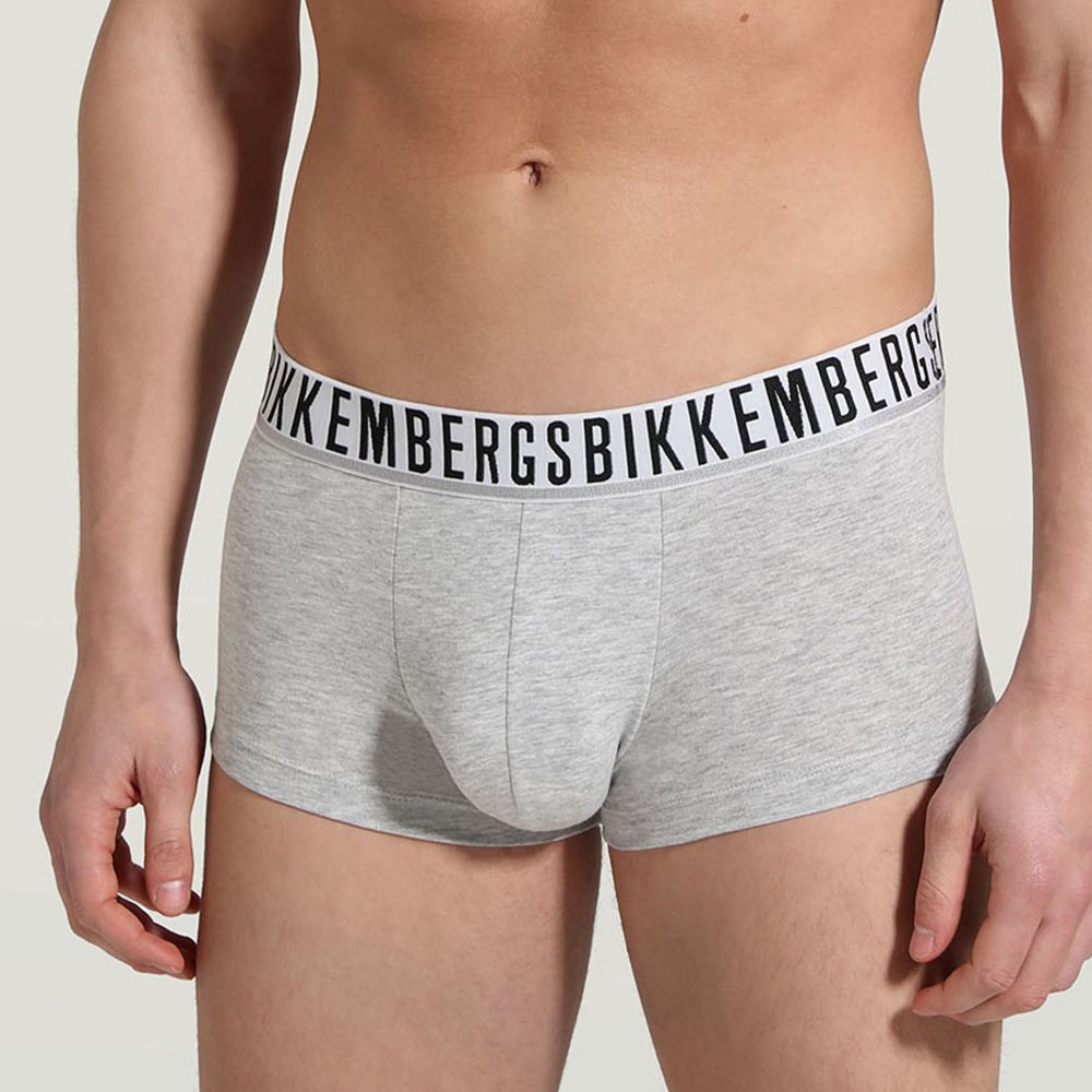 Мужские трусы боксеры серые набор 2в1 Bikkembergs ESSENTIAL BKK1UTR01BI