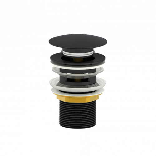 Донный клапан для раковины с переливом 1 1/4 WONZON & WOGHAND, Черный матовый (WW-88SS01-MB)