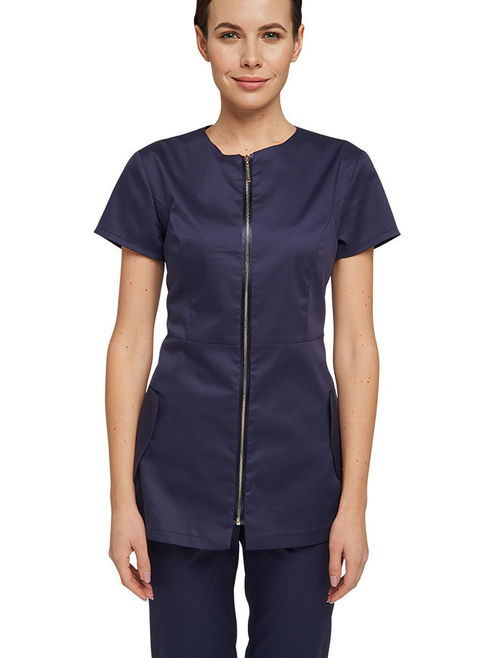 Туника медицинская женская Dr. Nice DRN145 на молнии, без воротника, синий, 48