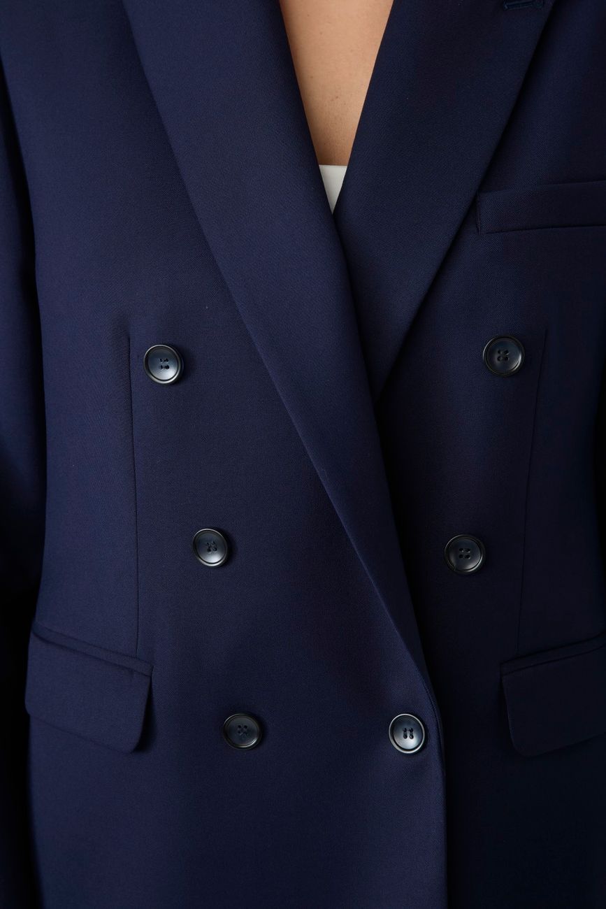 Жакет двубортный, темно-синий