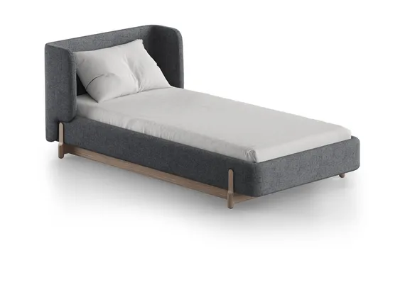 Кровать с подъемным механизмом Basic, 90х200 см (серый, рогожка)