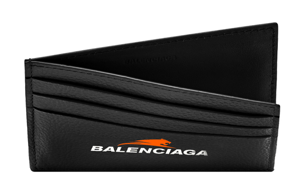 Balenciaga Grained Calfskin Layered Card Holder Unisex Black