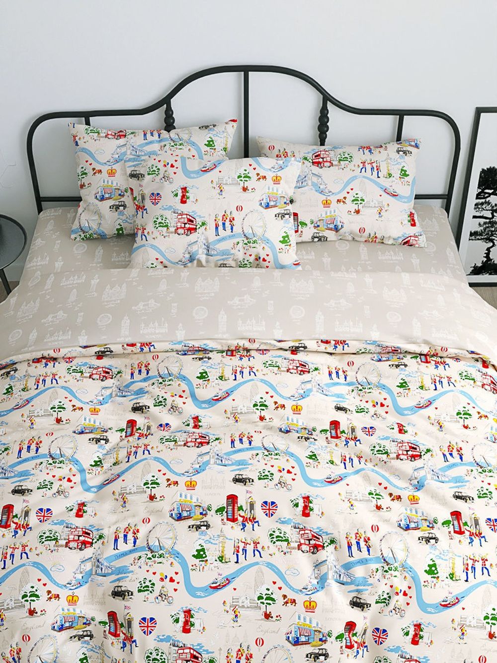 Пододеяльник Сказка "Лондон беж/Туманный альбион" 2-сп 175х215 см на молнии , перкаль