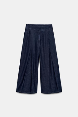 ZARA ДЖИНСЫ-КЮЛОТЫ Z1975 С ВЫСОКОЙ ПОСАДКОЙ И ЗАЩИПАМИ, СИНИЙ