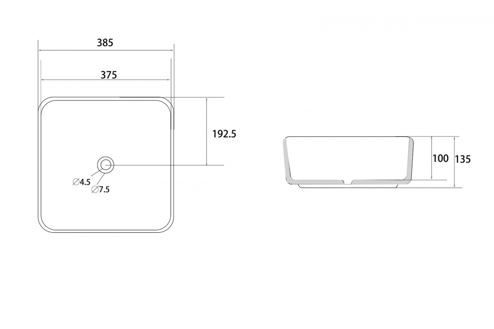 Раковина накладная ABBER Rechteck AC2211MB черная матовая