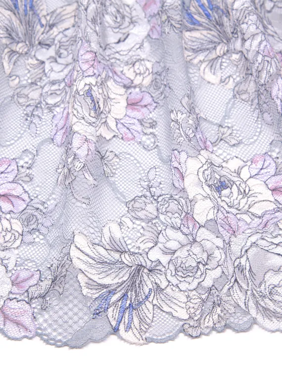 03-219 Кружево эластичное 22 см, лаванда/лиловый/серебро