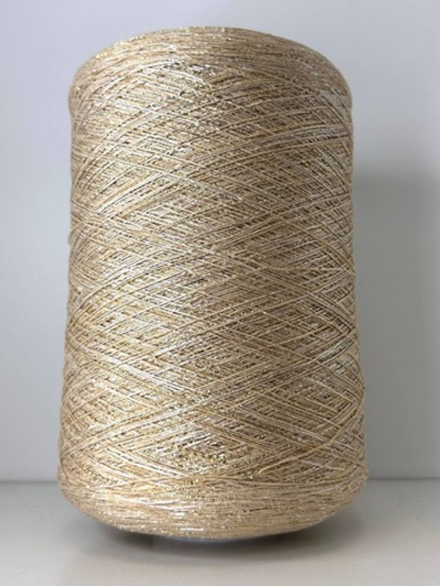 MINORLUX - Fratelli Franchi; вискоза, металлизированный люрекс, п/а; 770м/100гр; col. 8727, цвет: бежевый с золотым люрексом; S715; MP. ТОЛЬКО!! бобинки: 530, 449 гр